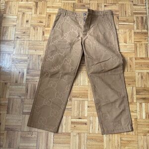 Gucci Tan Monogram Cotton Chinos
